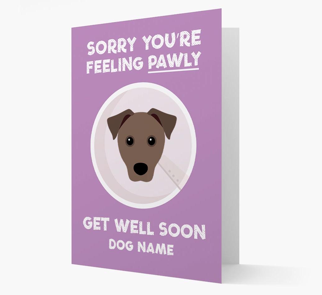 Personalized 'Sorry you're feeling pawly, get well soon {dogsName}' Card
