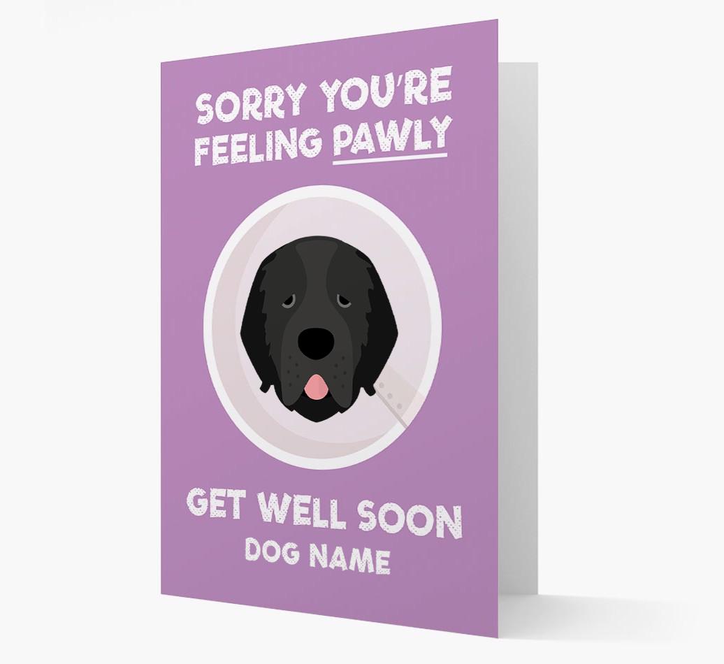 Personalized 'Sorry you're feeling pawly, get well soon {dogsName}' Card