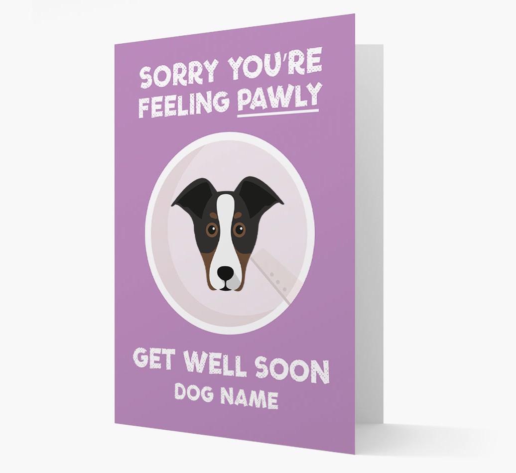 Personalized 'Sorry you're feeling pawly, get well soon {dogsName}' Card