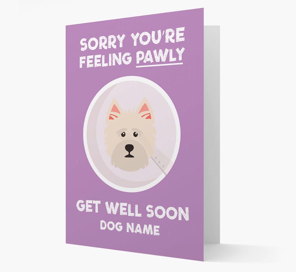 Personalized 'Sorry you're feeling pawly, get well soon {dogsName}' Card