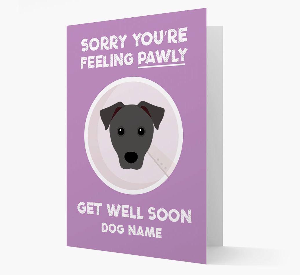 Personalized 'Sorry you're feeling pawly, get well soon {dogsName}' Card
