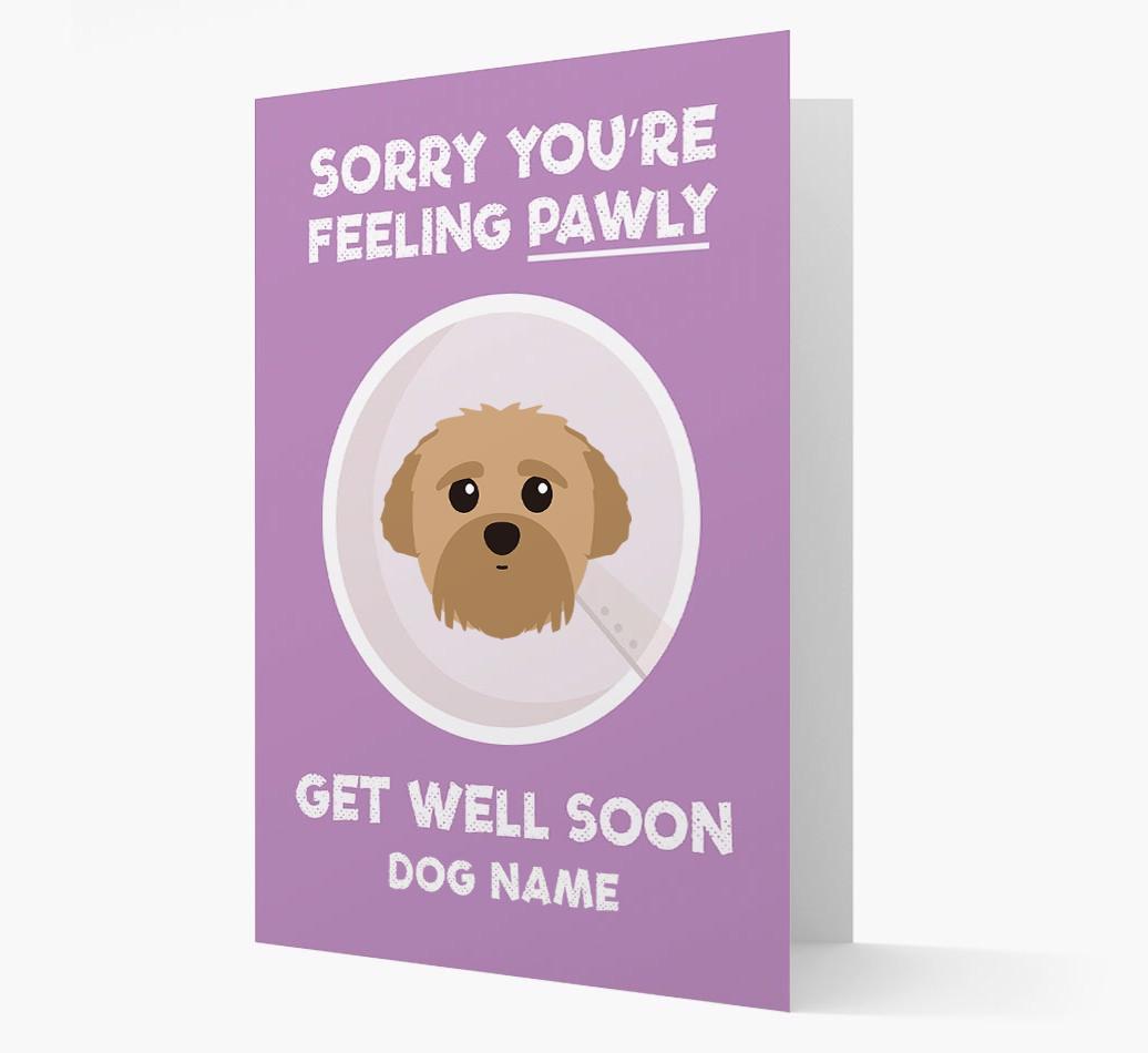 Personalized 'Sorry you're feeling pawly, get well soon {dogsName}' Card