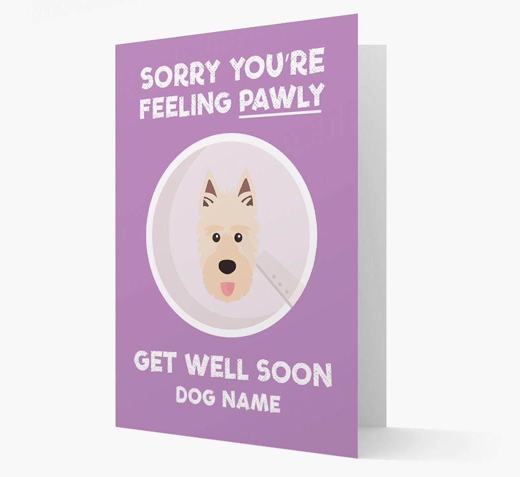 Personalized 'Sorry you're feeling pawly, get well soon {dogsName}' Card