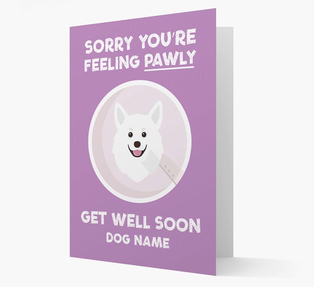 Personalized 'Sorry you're feeling pawly, get well soon {dogsName}' Card