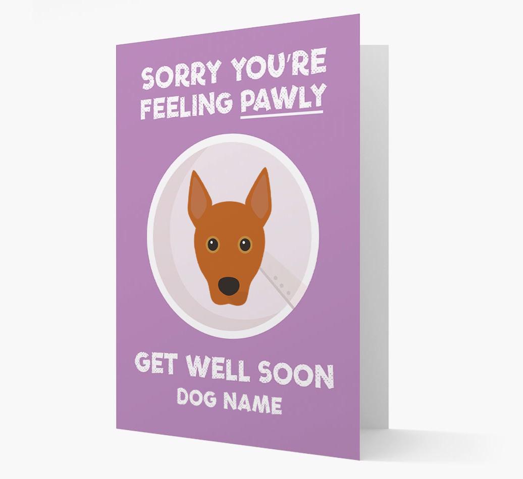Personalized 'Sorry you're feeling pawly, get well soon {dogsName}' Card