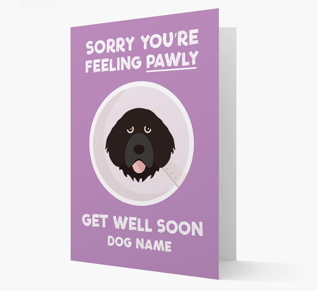 Personalized 'Sorry you're feeling pawly, get well soon {dogsName}' Card