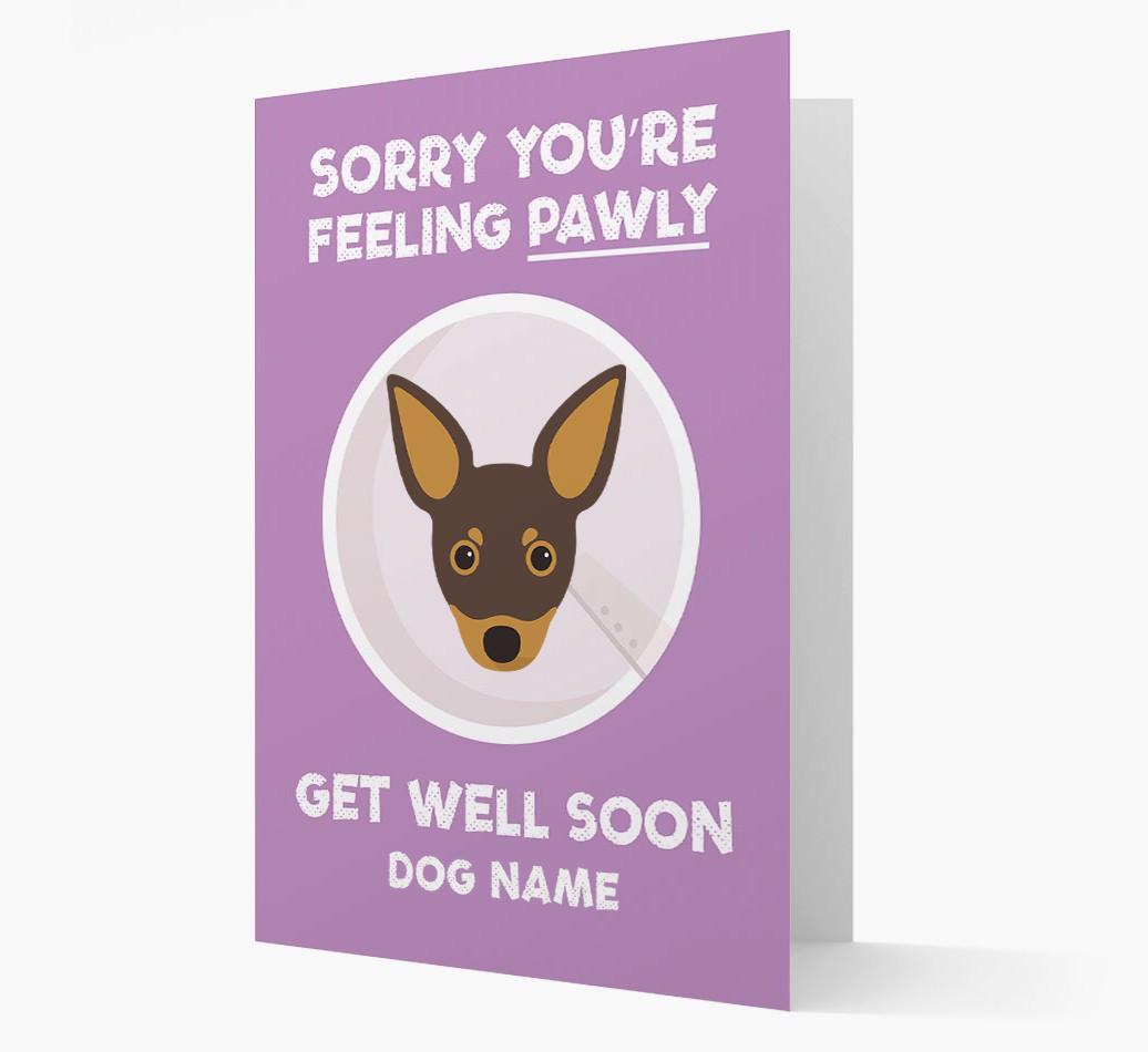 Personalized 'Sorry you're feeling pawly, get well soon {dogsName}' Card