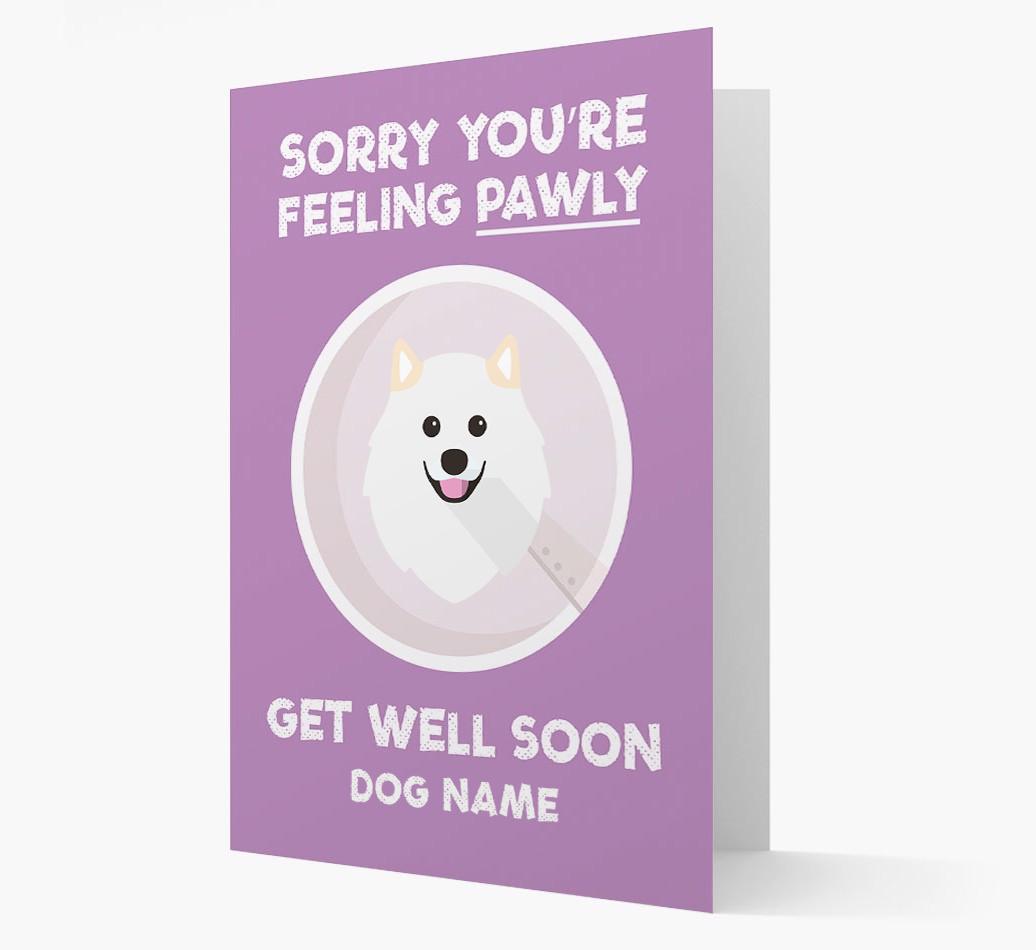 Personalized 'Sorry you're feeling pawly, get well soon {dogsName}' Card