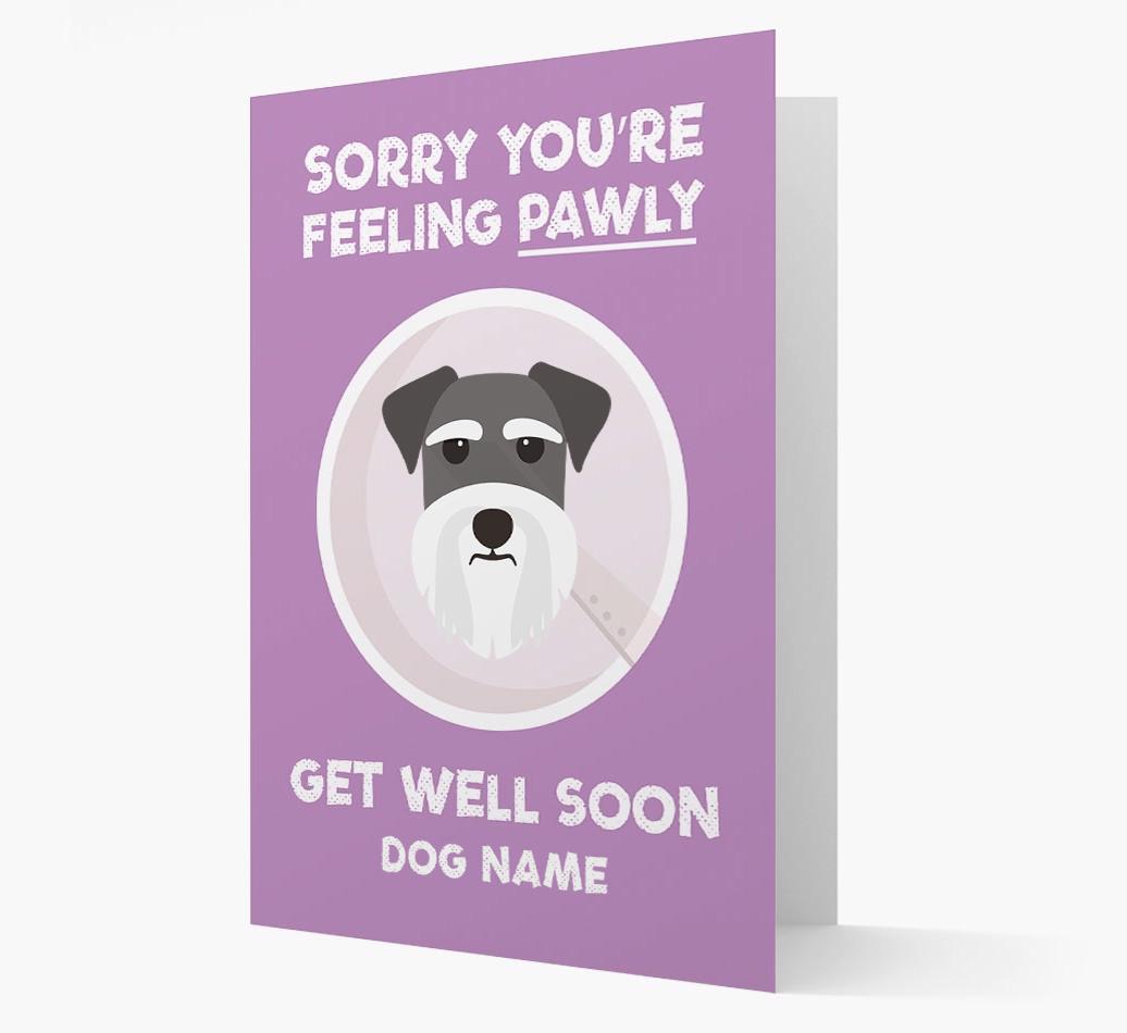 Personalized 'Sorry you're feeling pawly, get well soon {dogsName}' Card