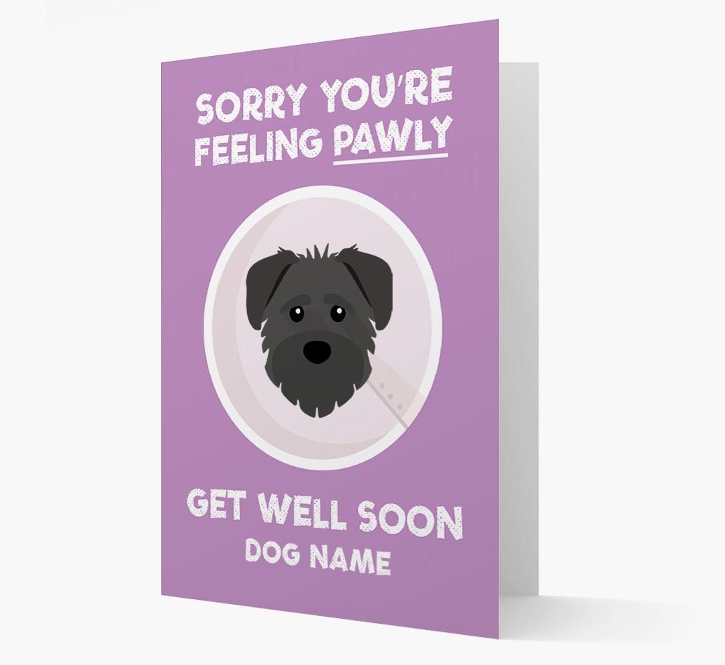 Personalized 'Sorry you're feeling pawly, get well soon {dogsName}' Card