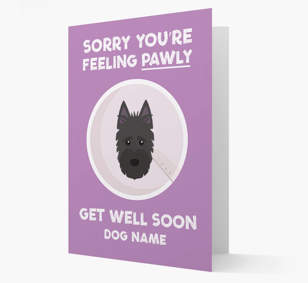 Personalized 'Sorry you're feeling pawly, get well soon {dogsName}' Card