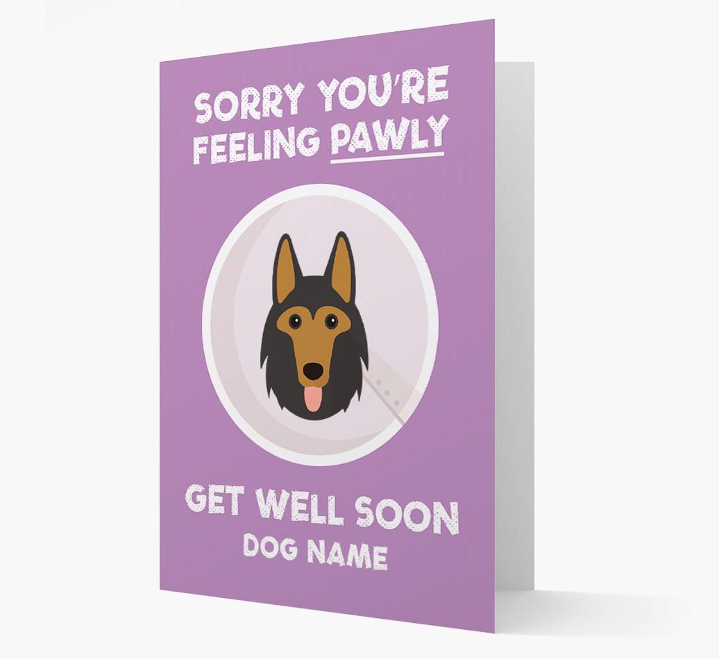 Personalized 'Sorry you're feeling pawly, get well soon {dogsName}' Card