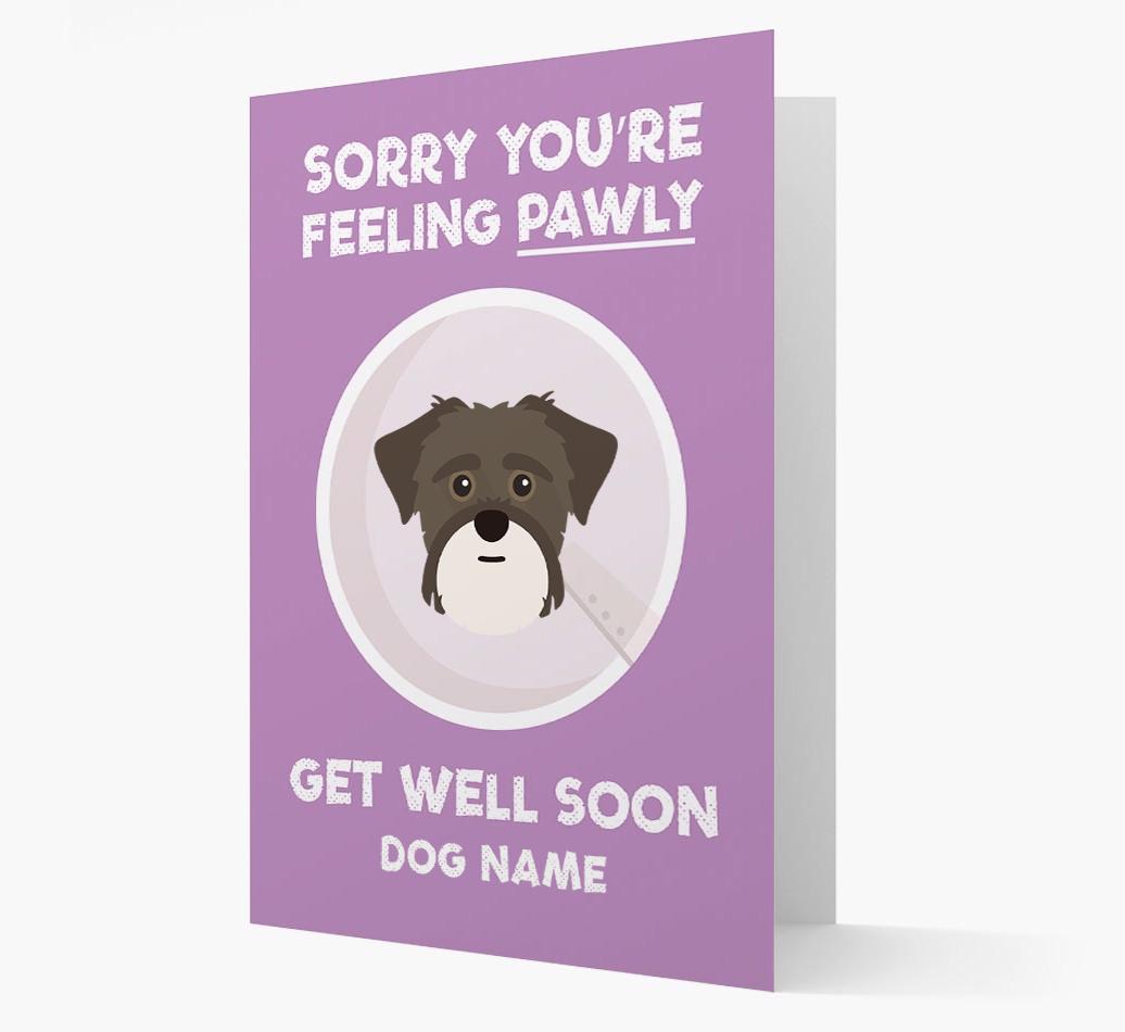 Personalized 'Sorry you're feeling pawly, get well soon {dogsName}' Card