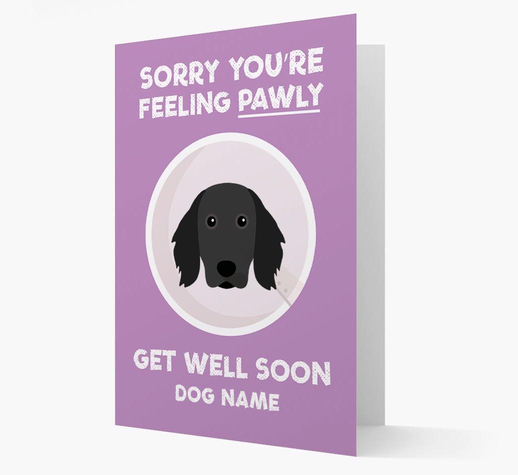 Personalized 'Sorry you're feeling pawly, get well soon {dogsName}' Card