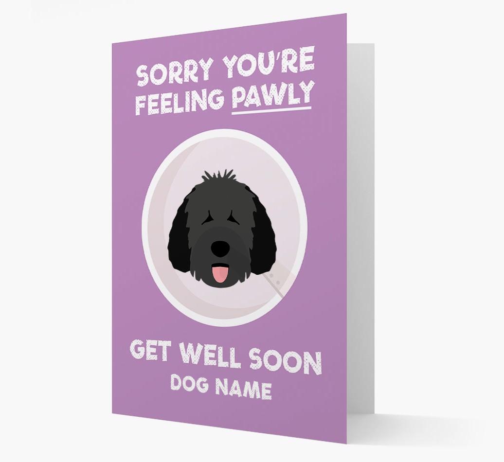 Personalized 'Sorry you're feeling pawly, get well soon {dogsName}' Card