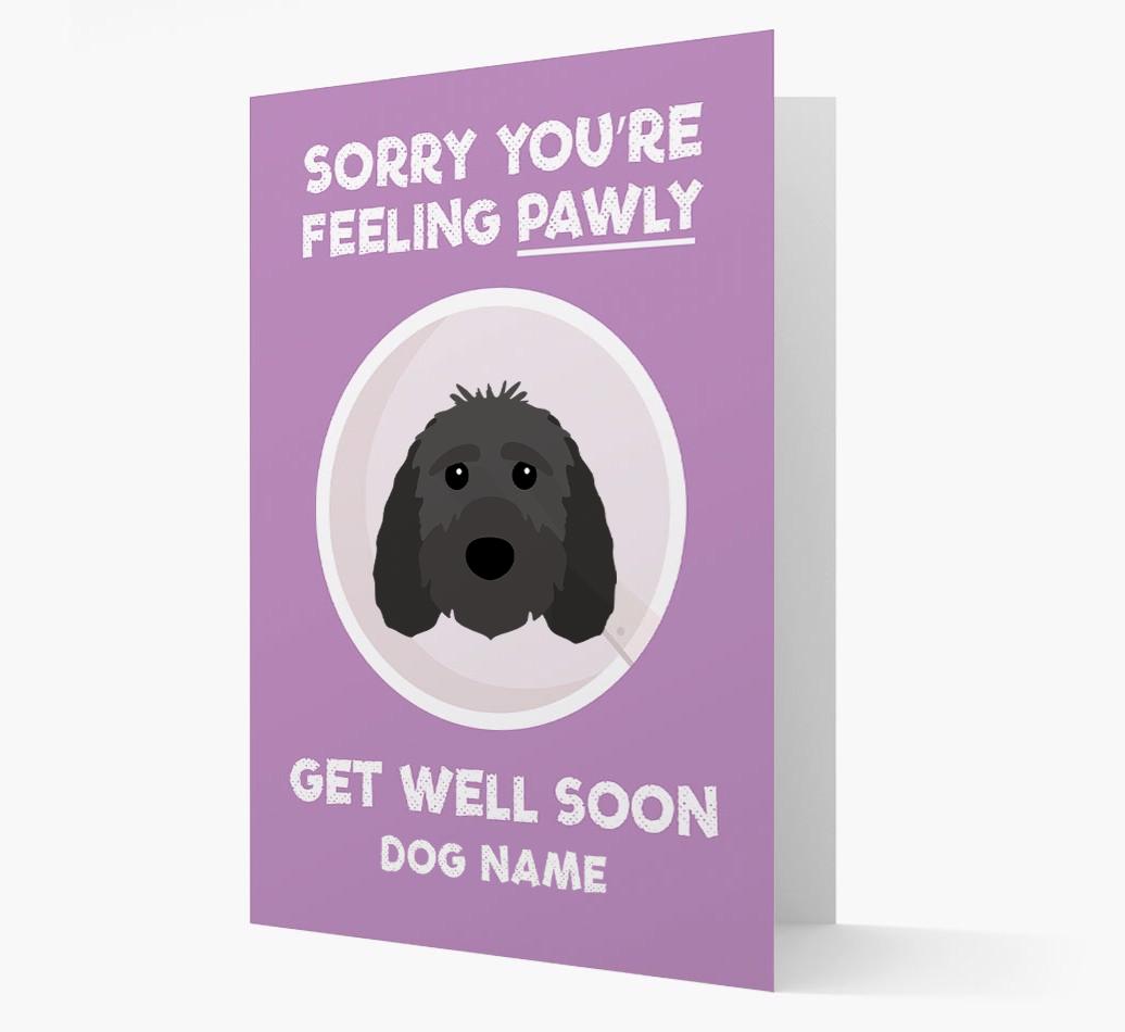 Personalized 'Sorry you're feeling pawly, get well soon {dogsName}' Card