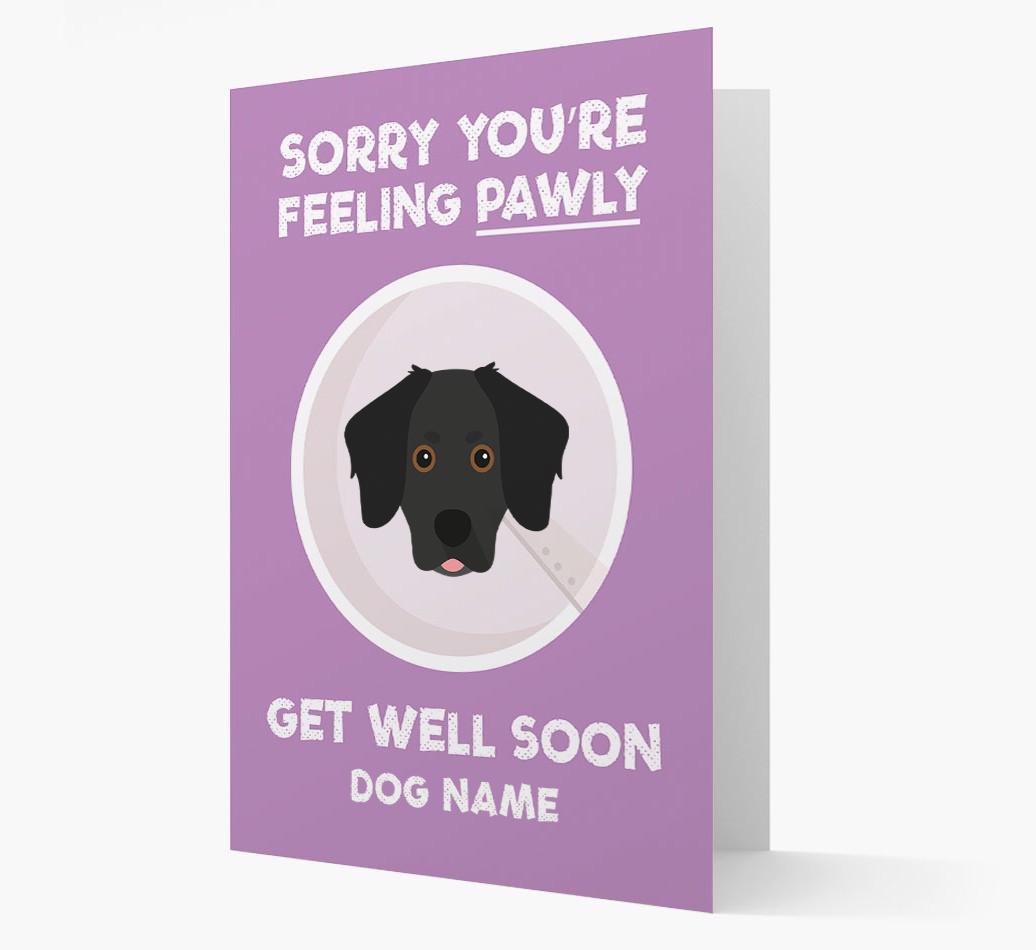 Personalized 'Sorry you're feeling pawly, get well soon {dogsName}' Card