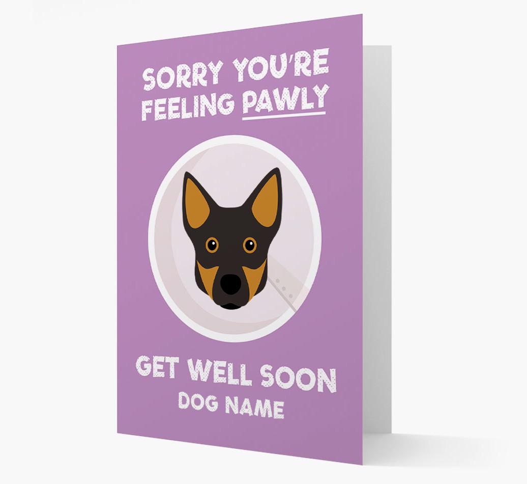 Personalized 'Sorry you're feeling pawly, get well soon {dogsName}' Card