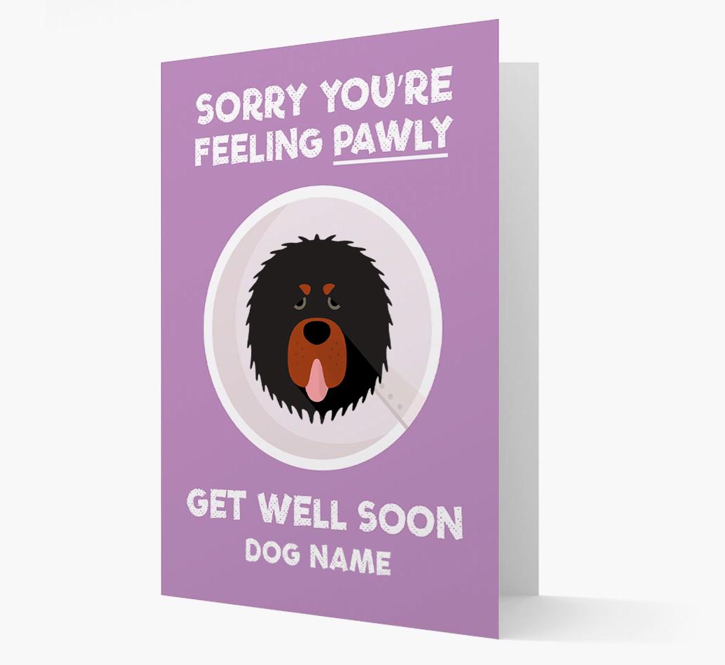 Personalized 'Sorry you're feeling pawly, get well soon {dogsName}' Card