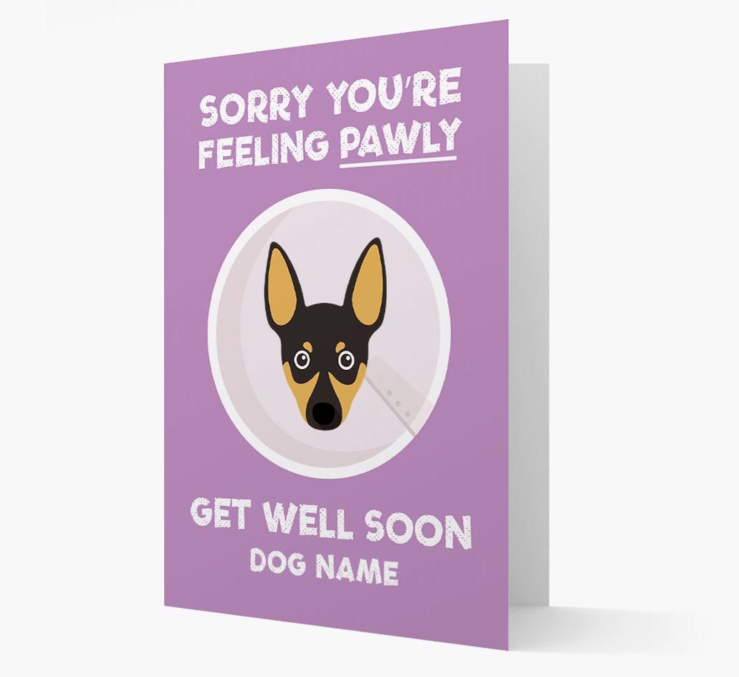 Personalized 'Sorry you're feeling pawly, get well soon {dogsName}' Card