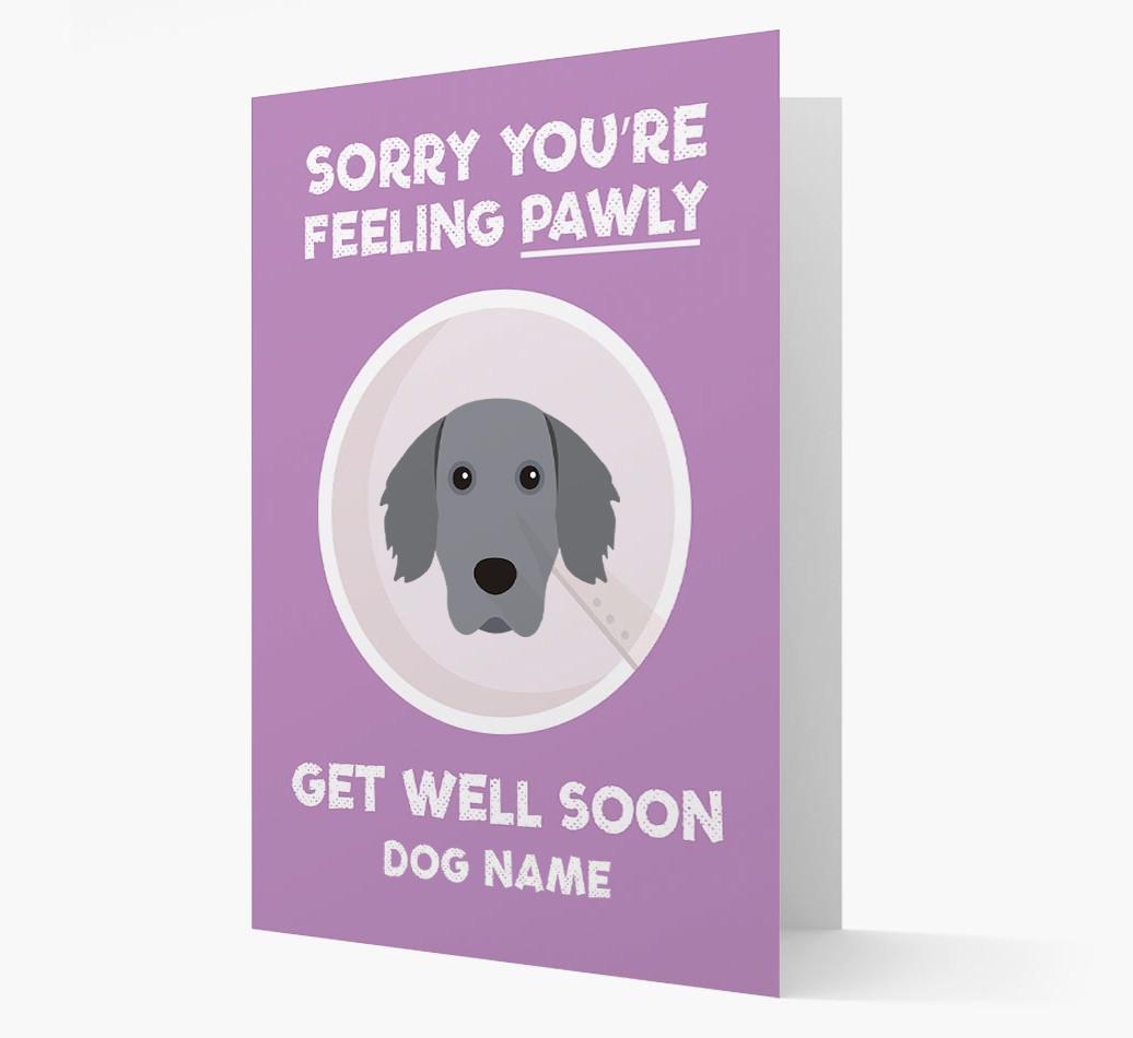 Personalized 'Sorry you're feeling pawly, get well soon {dogsName}' Card