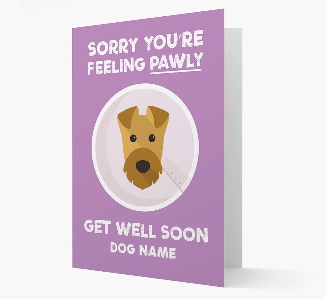 Personalized 'Sorry you're feeling pawly, get well soon {dogsName}' Card