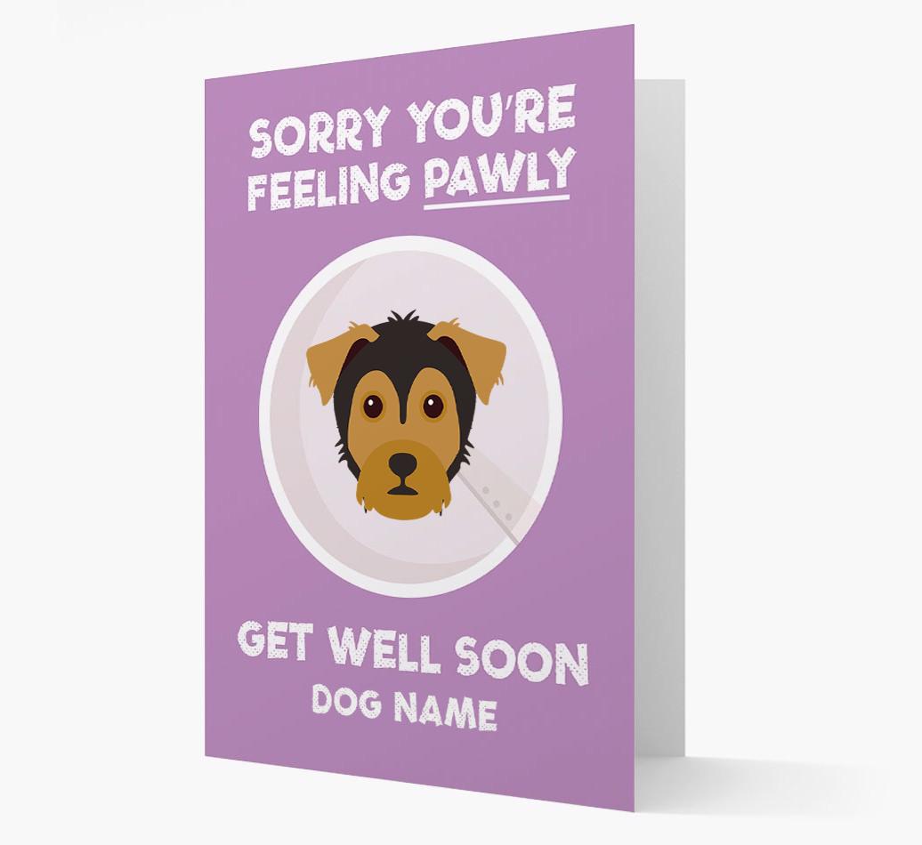 Personalized 'Sorry you're feeling pawly, get well soon {dogsName}' Card