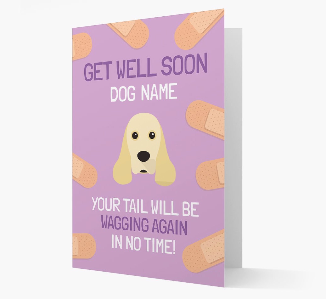 Personalized 'Get well soon {dogsName}' Card with {breedFullName} Icon