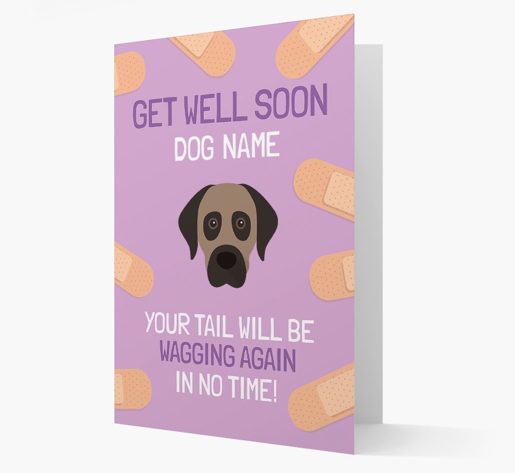 Personalized 'Get well soon {dogsName}' Card with {breedFullName} Icon
