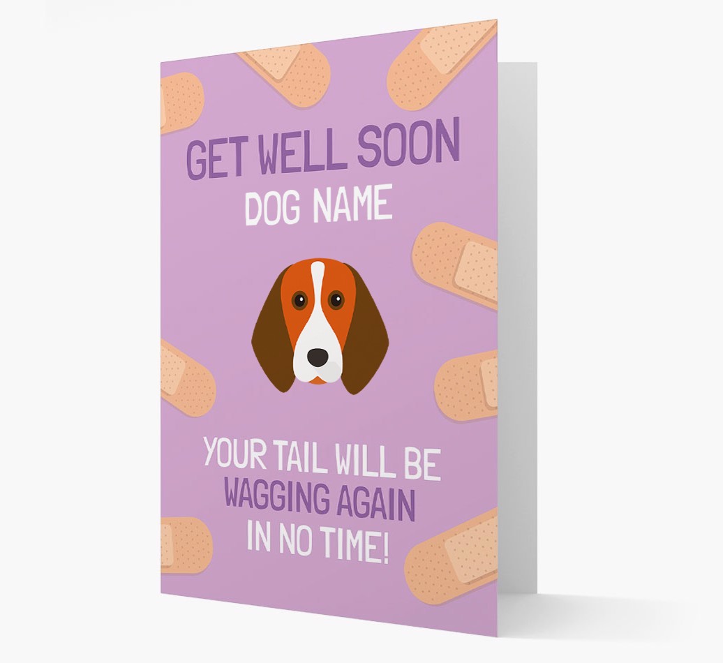 Personalized 'Get well soon {dogsName}' Card with {breedFullName} Icon