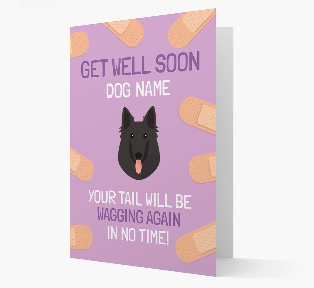 Personalized 'Get well soon {dogsName}' Card with {breedFullName} Icon