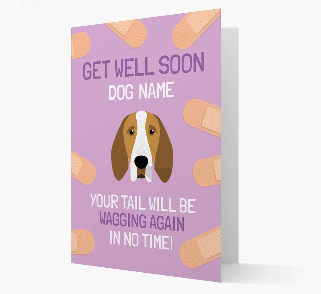 Personalized 'Get well soon {dogsName}' Card with {breedFullName} Icon