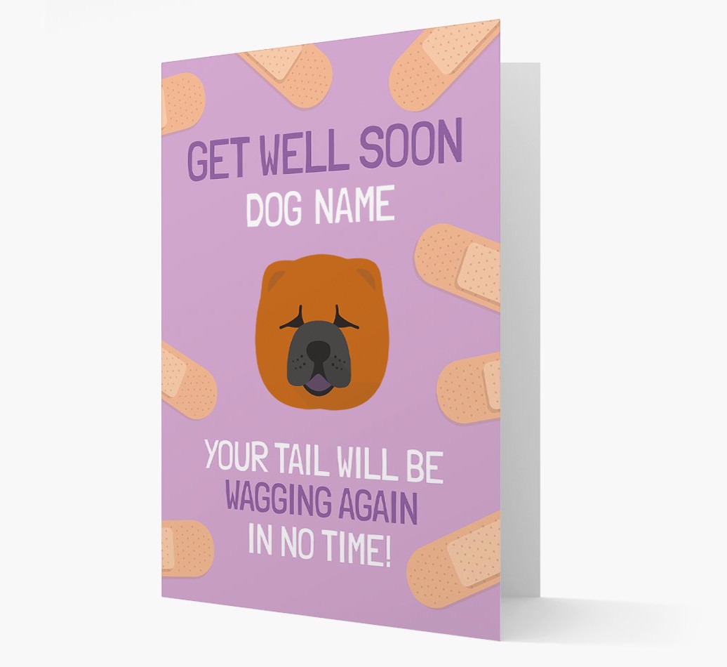 Personalized 'Get well soon {dogsName}' Card with {breedFullName} Icon