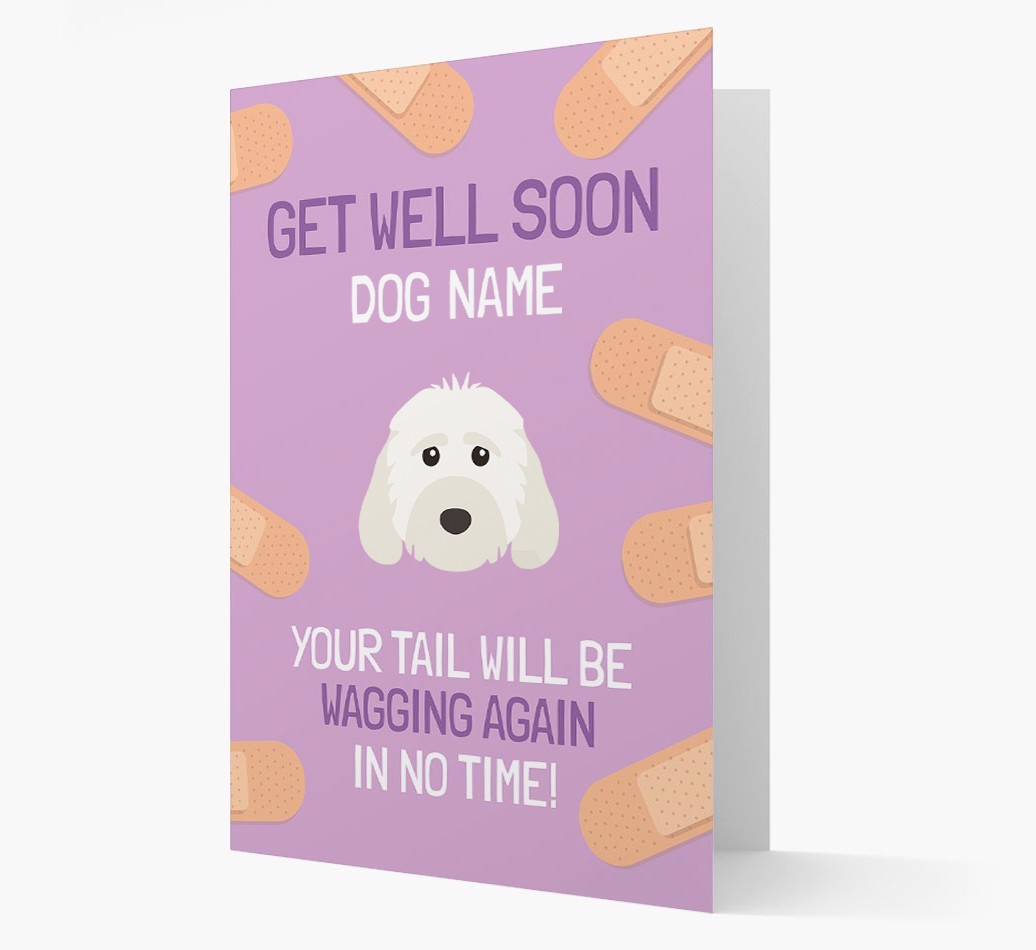 Personalized 'Get well soon {dogsName}' Card with {breedFullName} Icon