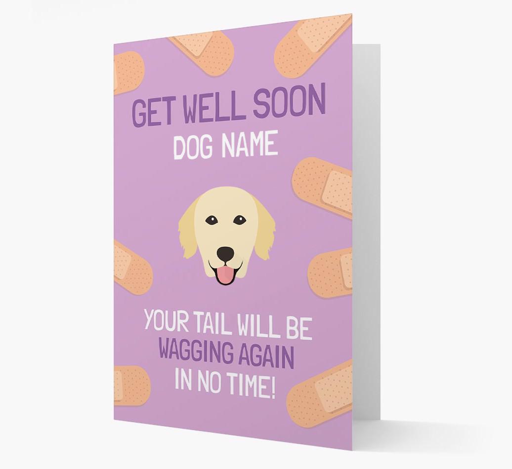 Personalized 'Get well soon {dogsName}' Card with {breedFullName} Icon