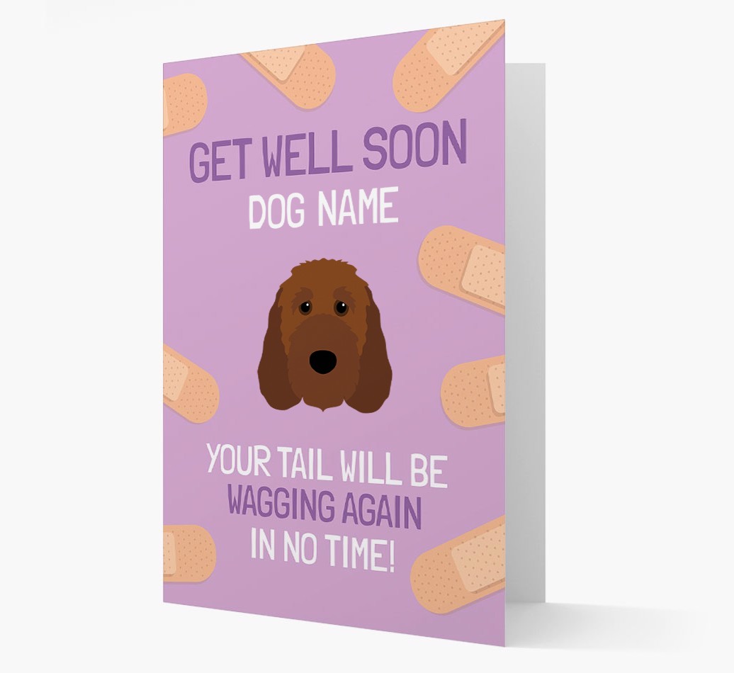 Personalized 'Get well soon {dogsName}' Card with {breedFullName} Icon
