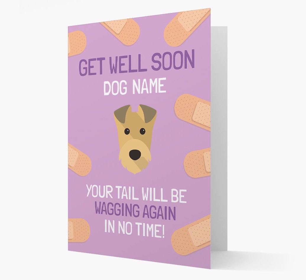 Personalized 'Get well soon {dogsName}' Card with {breedFullName} Icon