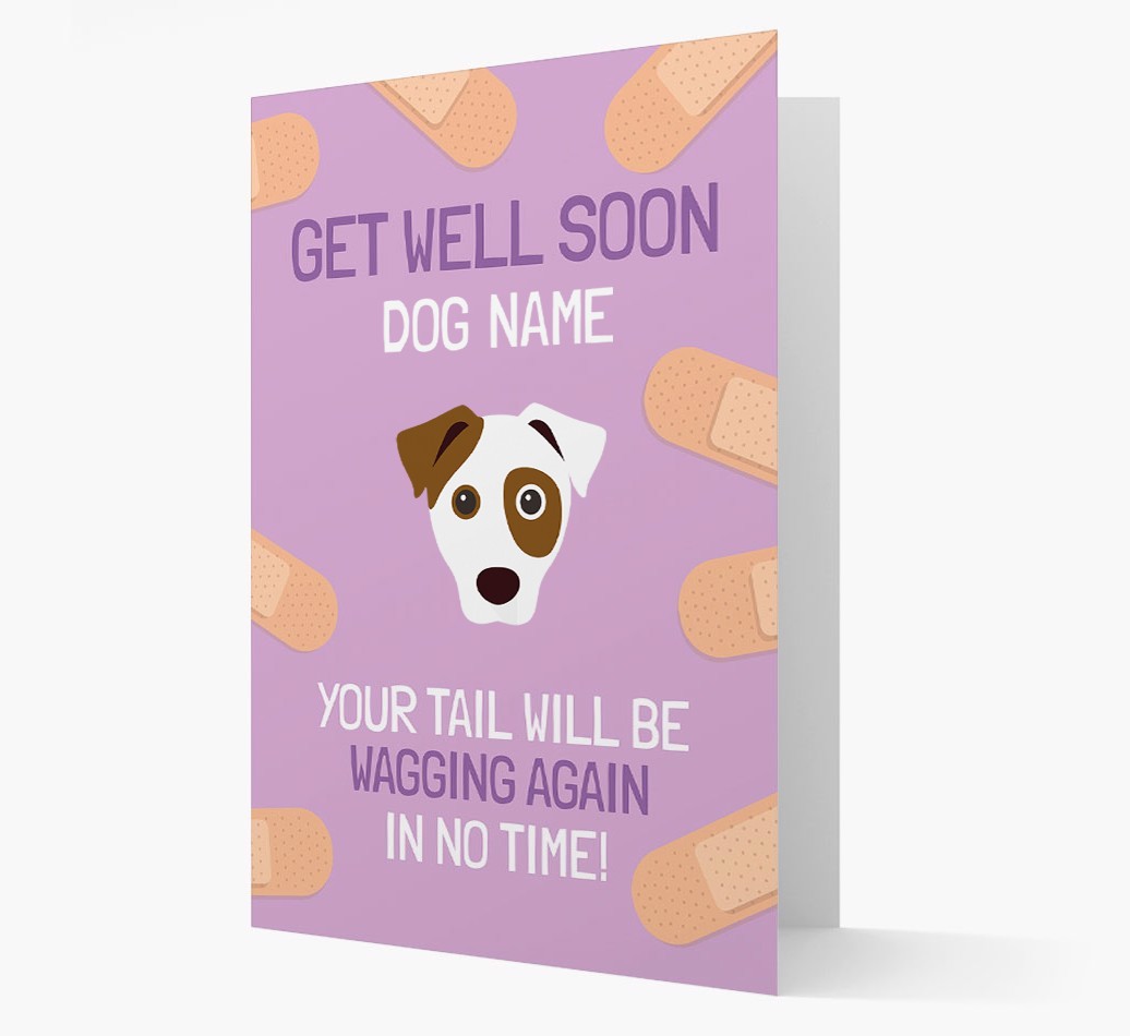 Personalized 'Get well soon {dogsName}' Card with {breedFullName} Icon