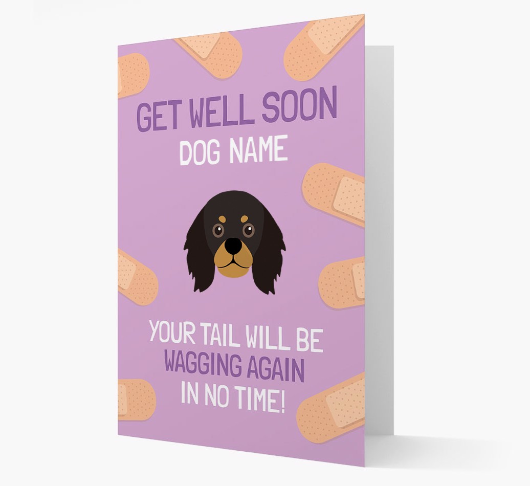 Personalized 'Get well soon {dogsName}' Card with {breedFullName} Icon
