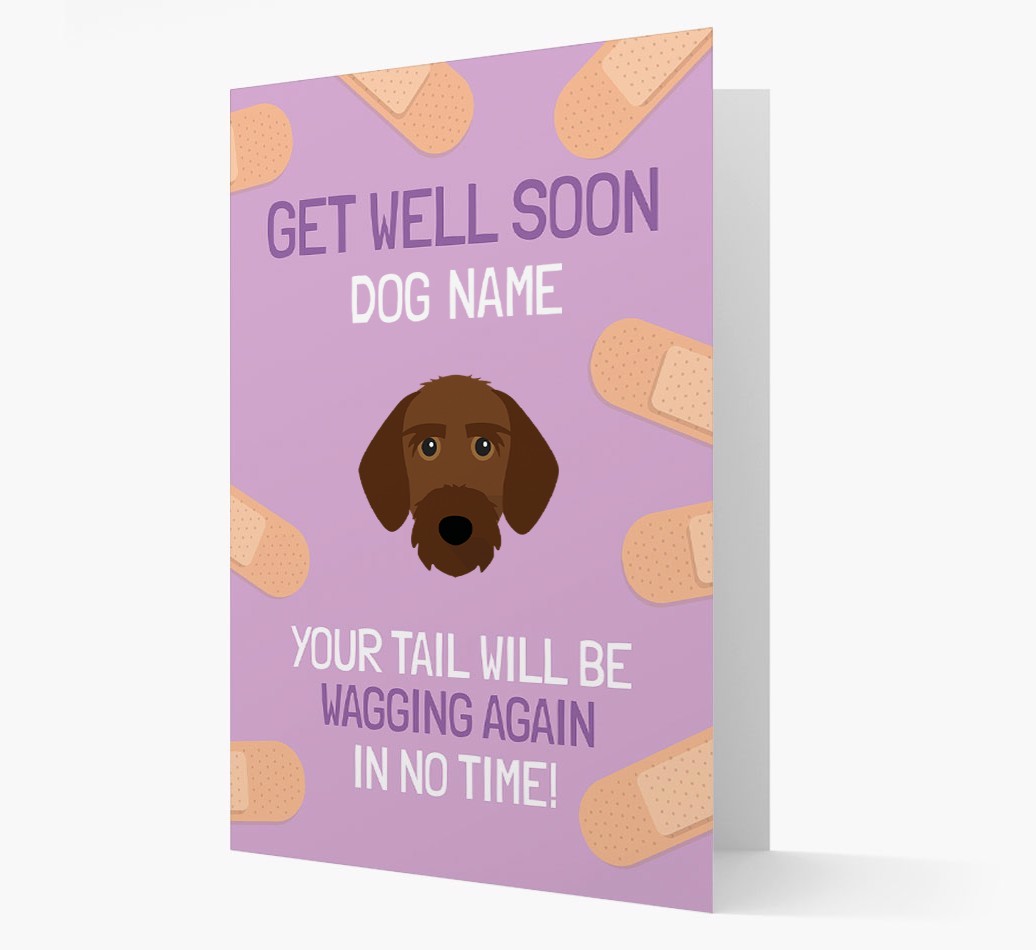 Personalized 'Get well soon {dogsName}' Card with {breedFullName} Icon