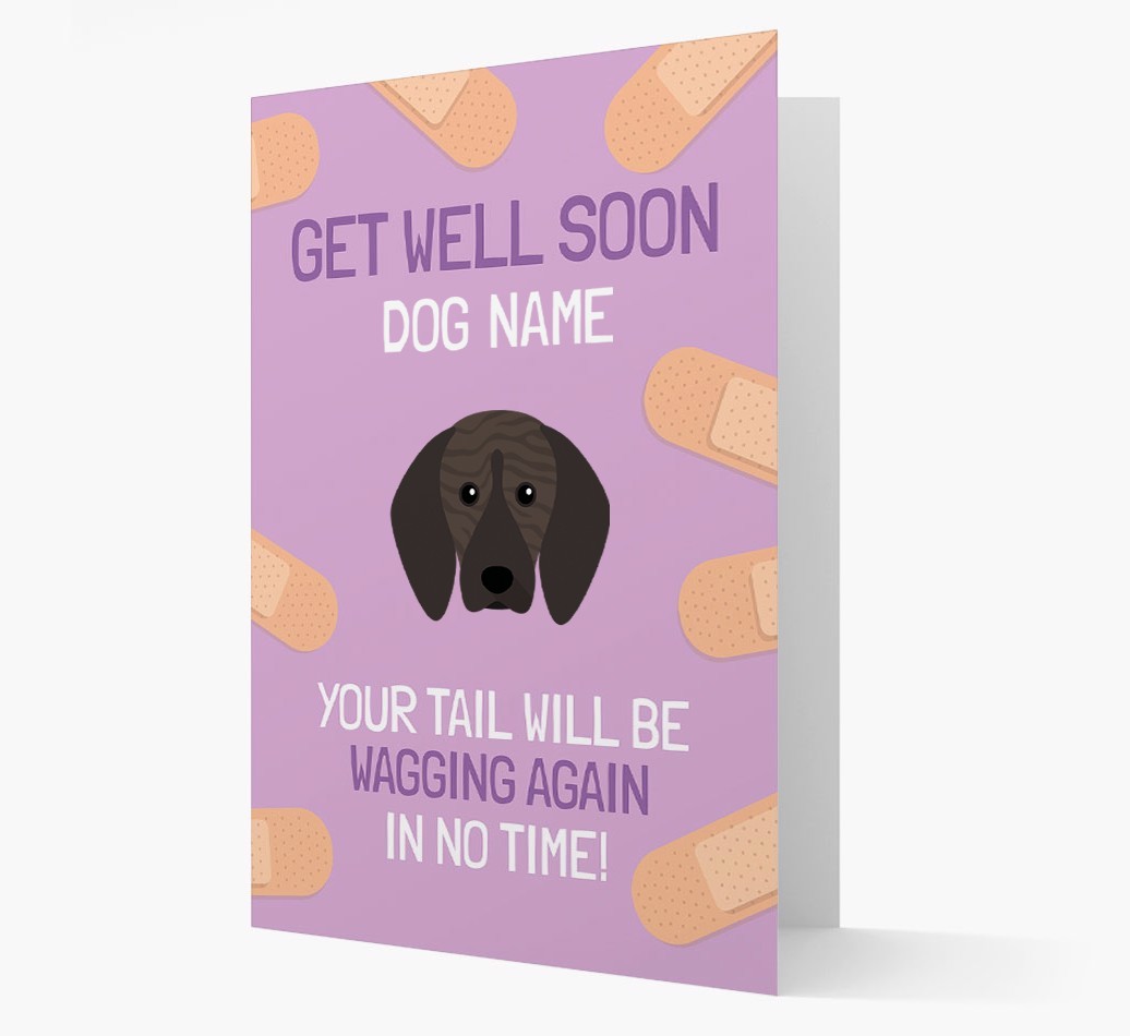 Personalized 'Get well soon {dogsName}' Card with {breedFullName} Icon