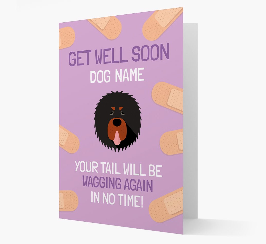 Personalized 'Get well soon {dogsName}' Card with {breedFullName} Icon