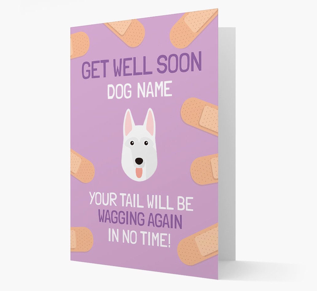 Personalized 'Get well soon {dogsName}' Card with {breedFullName} Icon
