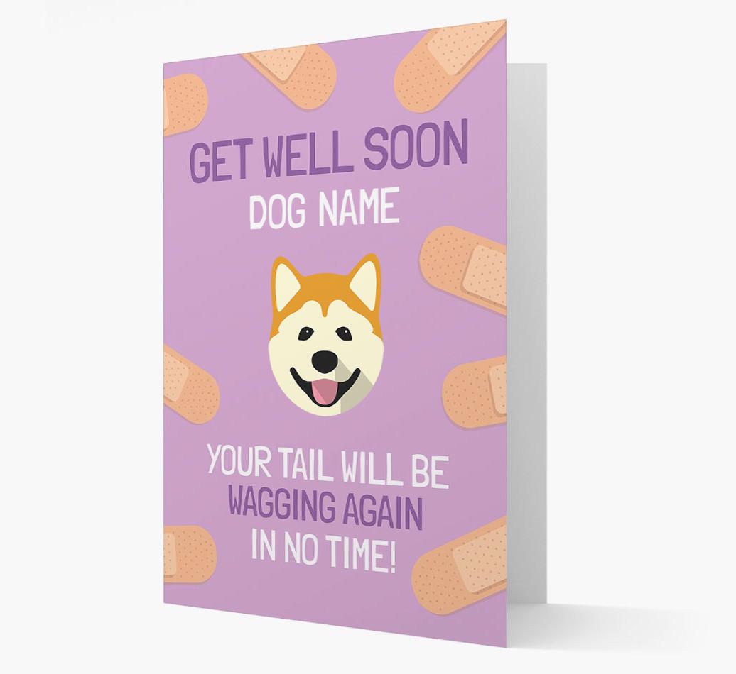 Personalized 'Get well soon {dogsName}' Card with {breedFullName} Icon
