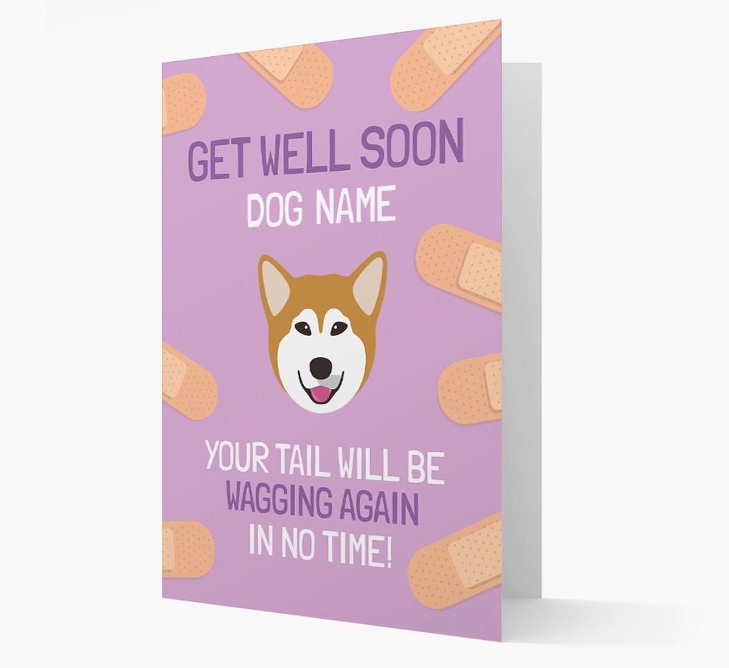 Personalized 'Get well soon {dogsName}' Card with {breedFullName} Icon