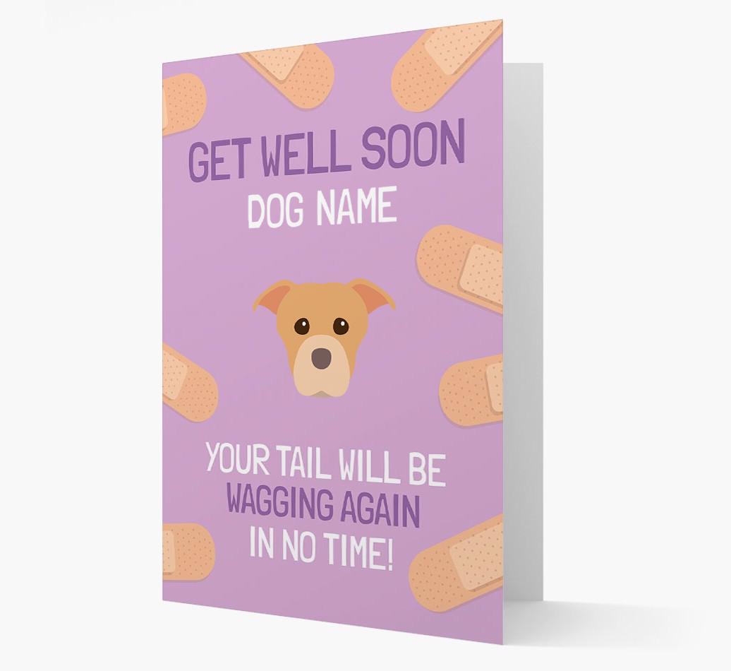 Personalized 'Get well soon {dogsName}' Card with {breedFullName} Icon