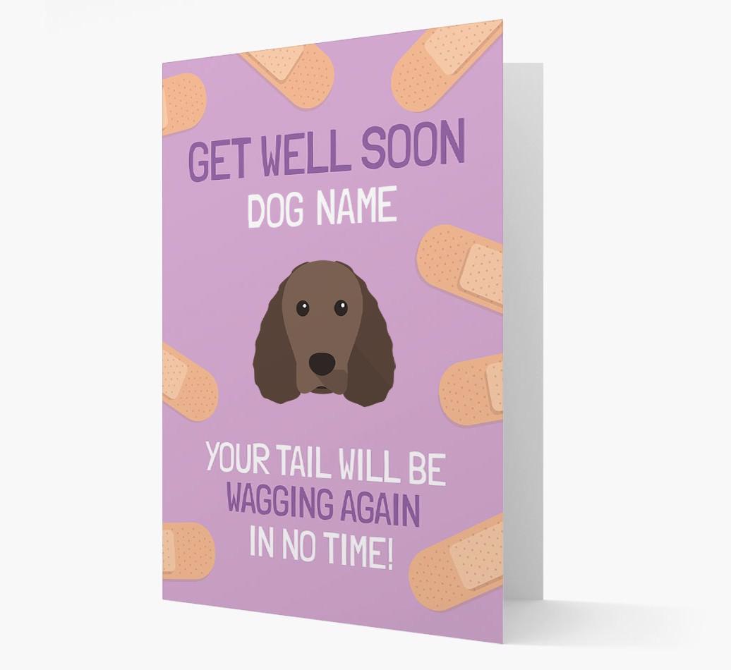 Personalized 'Get well soon {dogsName}' Card with {breedFullName} Icon