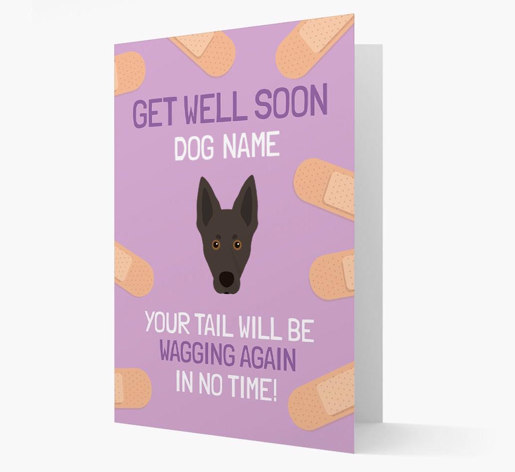 Personalized 'Get well soon {dogsName}' Card with {breedFullName} Icon