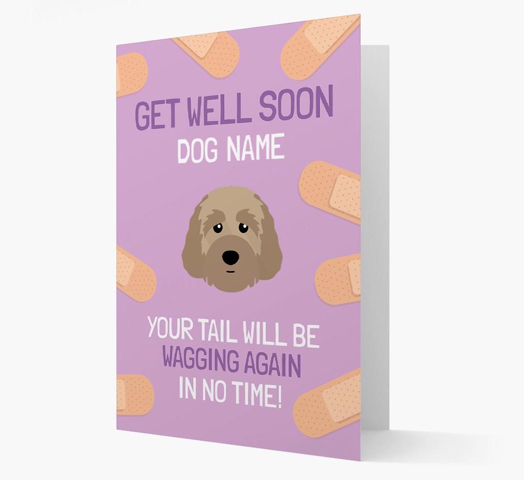 Personalized 'Get well soon {dogsName}' Card with {breedFullName} Icon