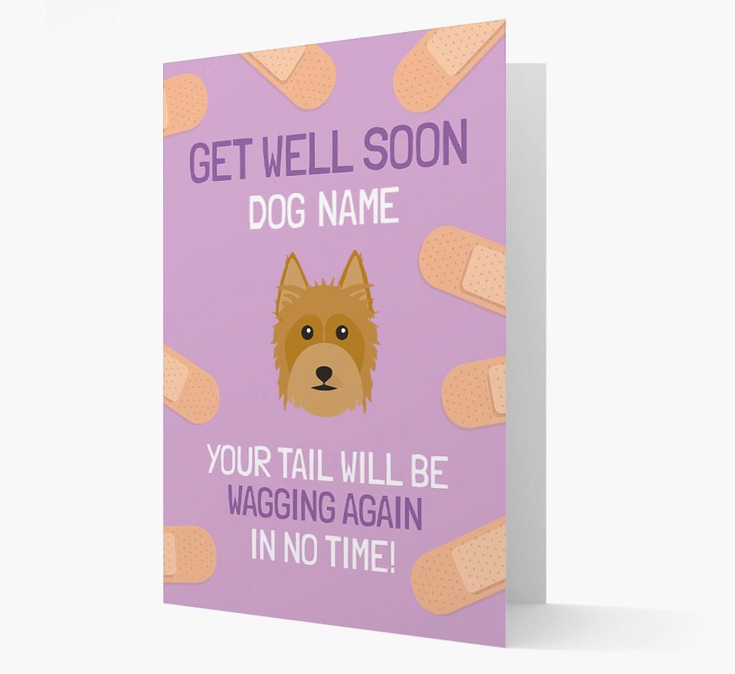Personalized 'Get well soon {dogsName}' Card with {breedFullName} Icon